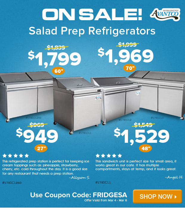 Avantco Salad Prep Refrigerators