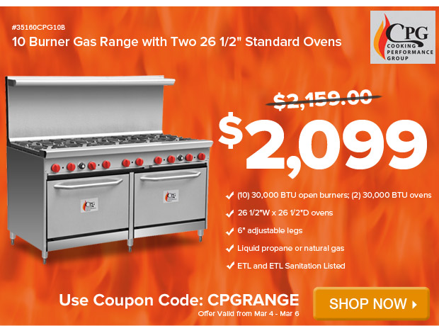 CPG 10 Burner Gas Range On Sale!