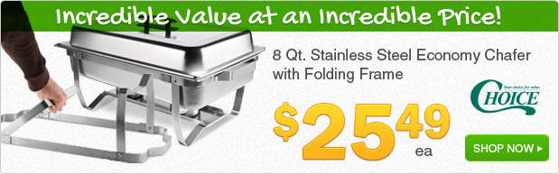 8 Qt. Stainless Steel Economy Chafer with Folding Frame