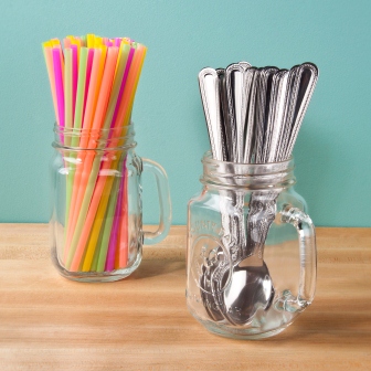 mason jar straw and spoon holders
