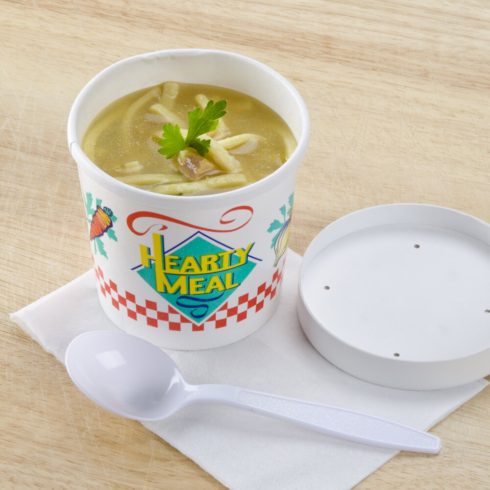 Dart Solo KH12A86926 12 oz. Paper Food Cup with Lid Hearty Soup 250/Case