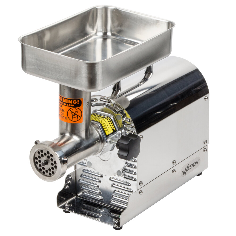 Weston 080801W 8 Meat Grinder with 2 Plates and 3 Funnels