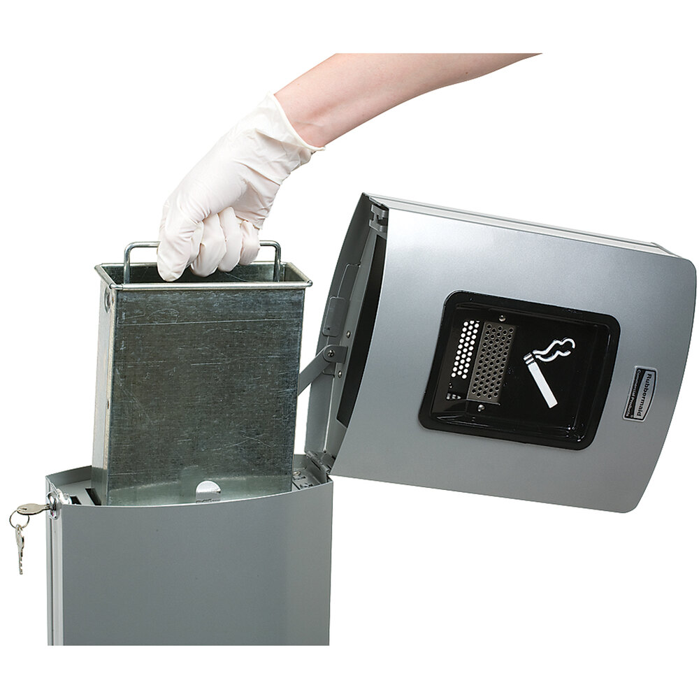 Rubbermaid FGR93400 Metropolitan Smokers' Station Silver Metallic Round Steel Smoking Station