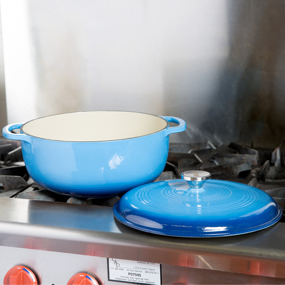 Lodge EC7D33 7.8 Qt. Caribbean Blue Color Enamel Dutch Oven