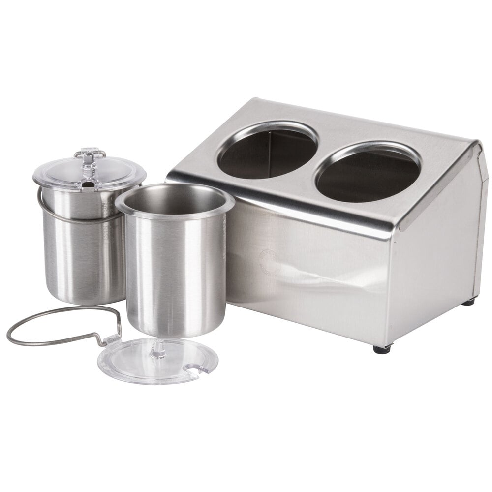 SterilSil LTC2SW 2Hole Complete NonInsulated Stainless Steel Countertop Condiment Dispenser