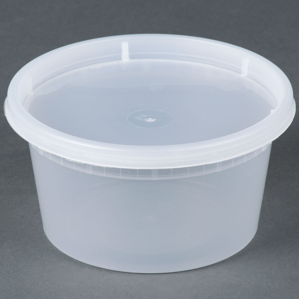 12 oz. Microwavable Translucent Plastic Deli Container with Lid - 240/Case