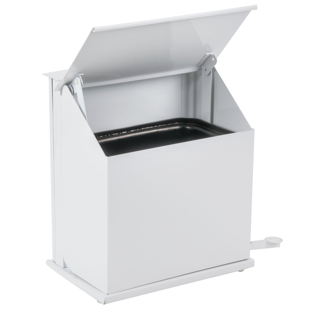 Rubbermaid FG135 White Single Stall Sanitary Napkin Receptacle with