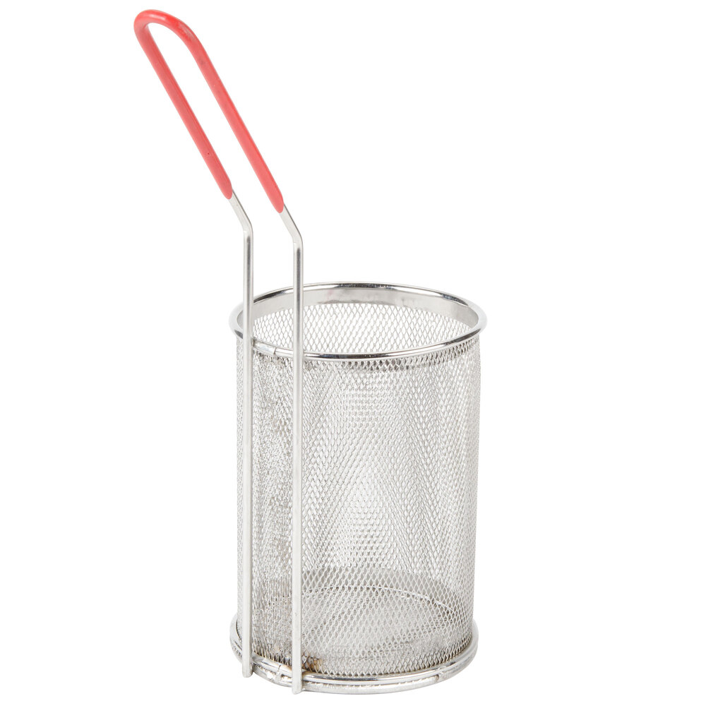 Town 42925 5" x 7" Stainless Steel Blanching Basket with Coated Handle