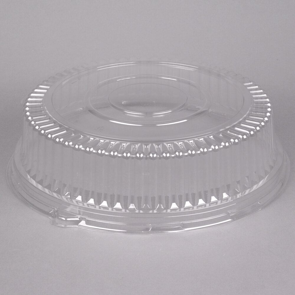 Visions 16" Clear PET Plastic Round Catering Tray High Dome Lid 25/Case