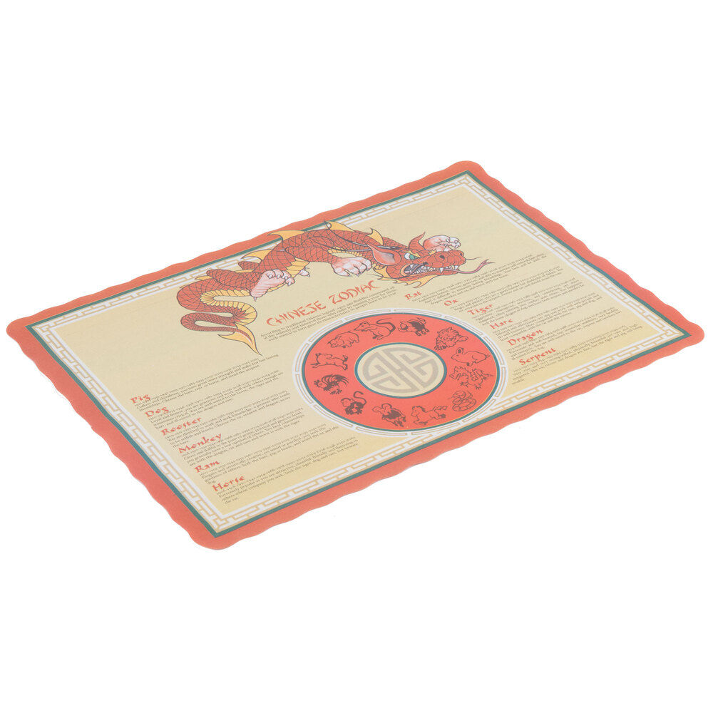 10" x 14" Chinese Zodiac Paper Placemat with Scalloped Edge 1000/Case