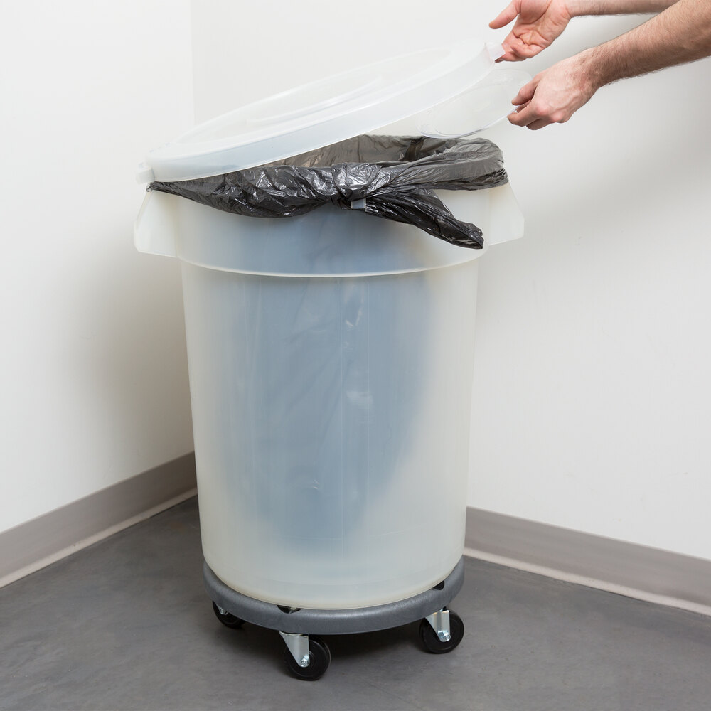 32 Gallon Clear Trash Can, Lid, and Dolly Kit