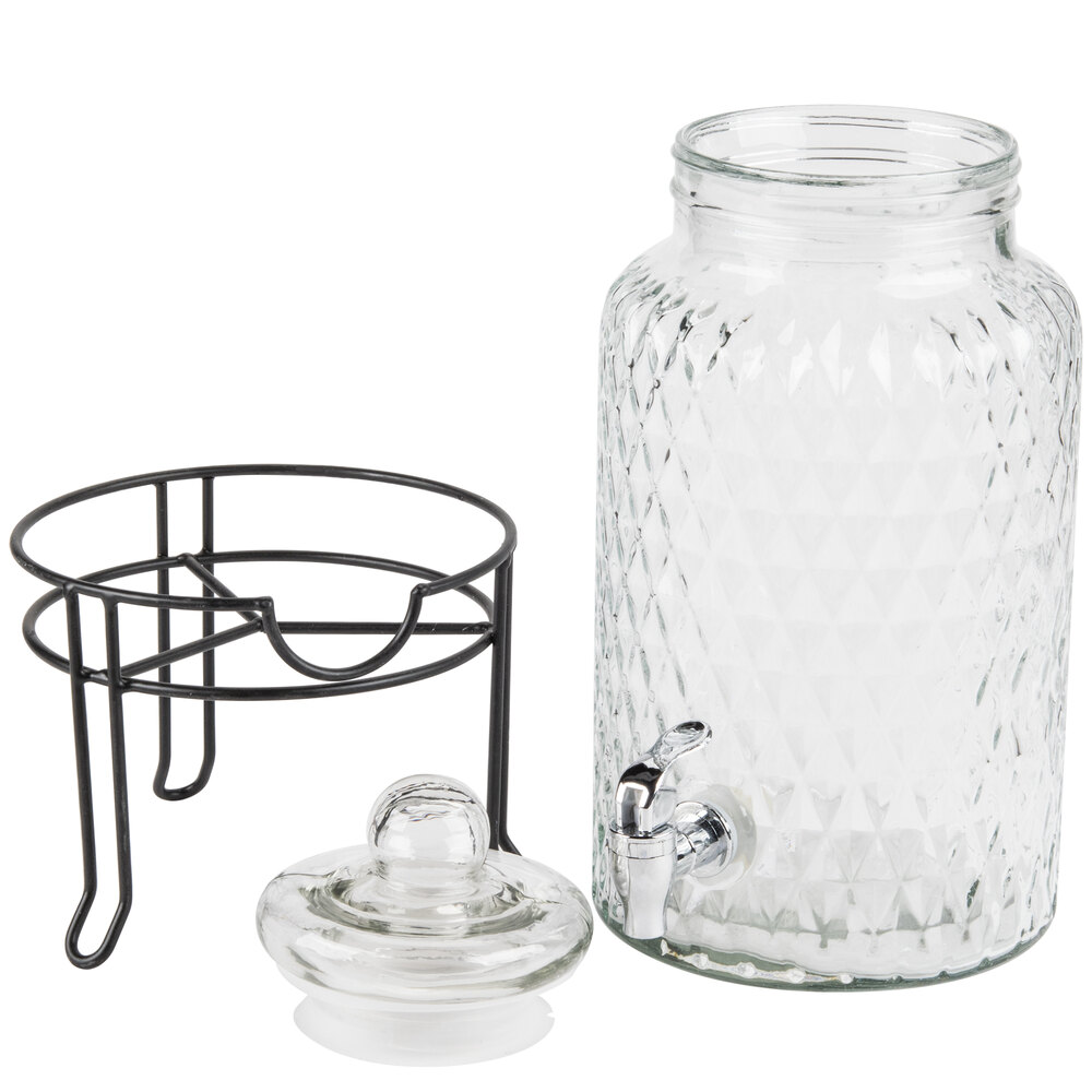 1.5 Gallon Style Setter Quilted Glass Beverage Dispenser with Metal Stand