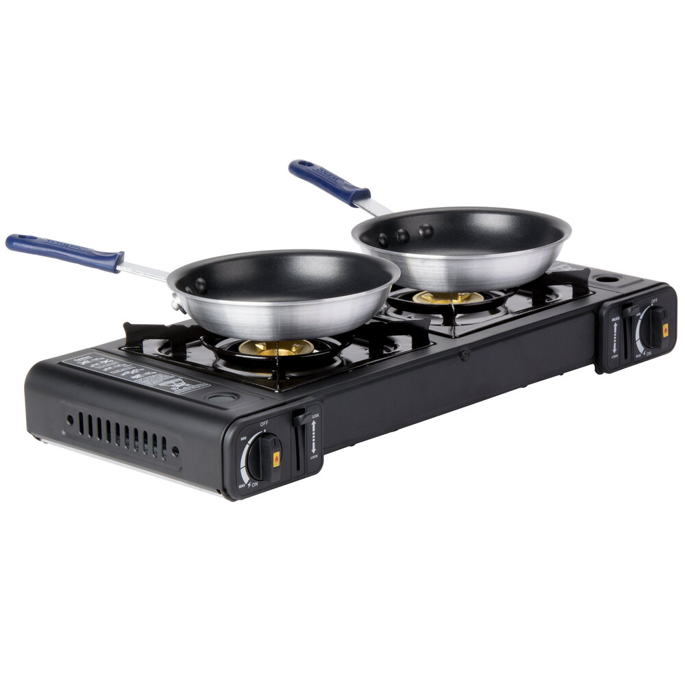 Portable 5Piece Cooking Kit with Butane Double Burner Range, 2 Fry