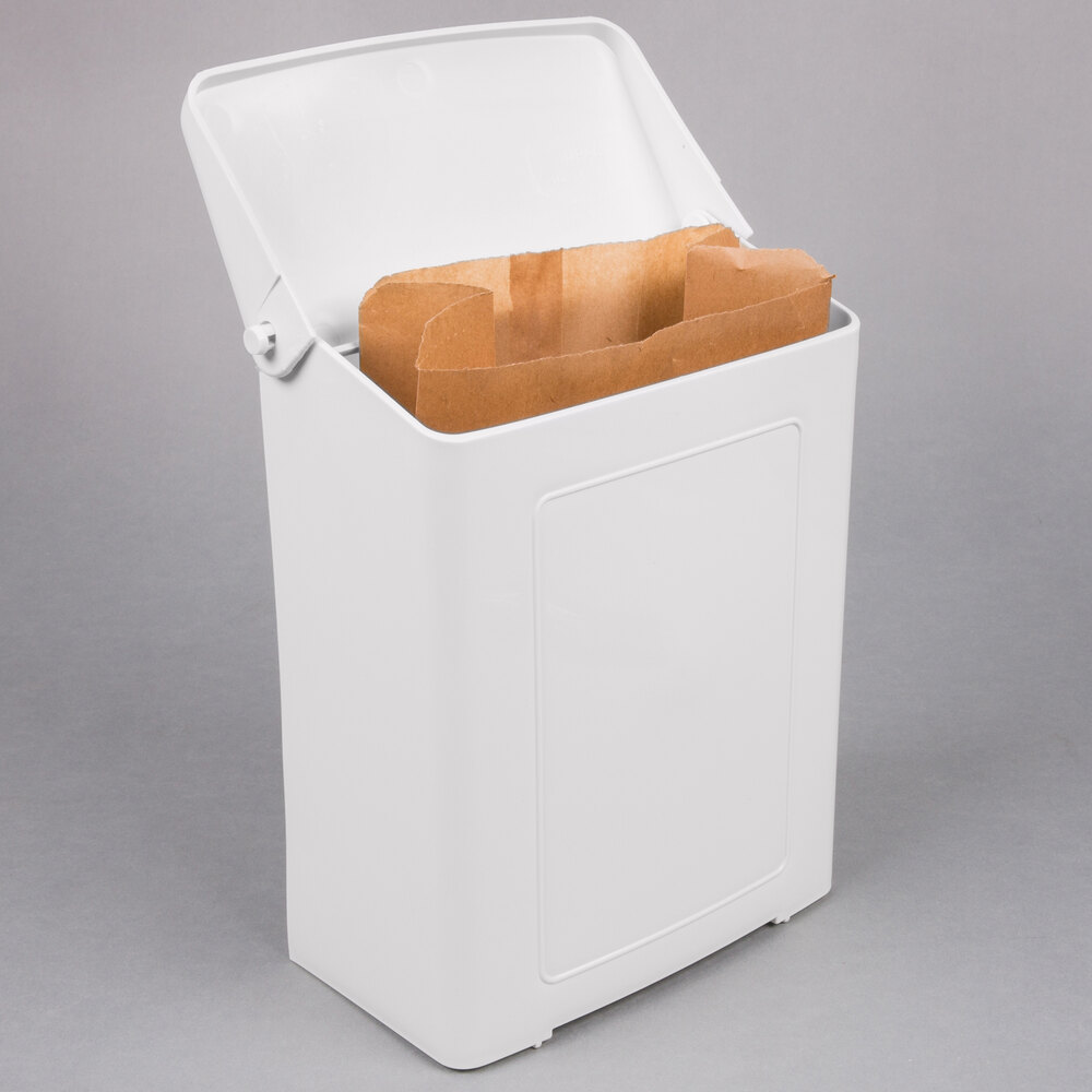 Lavex Janitorial White Plastic WallMount Sanitary Napkin Receptacle