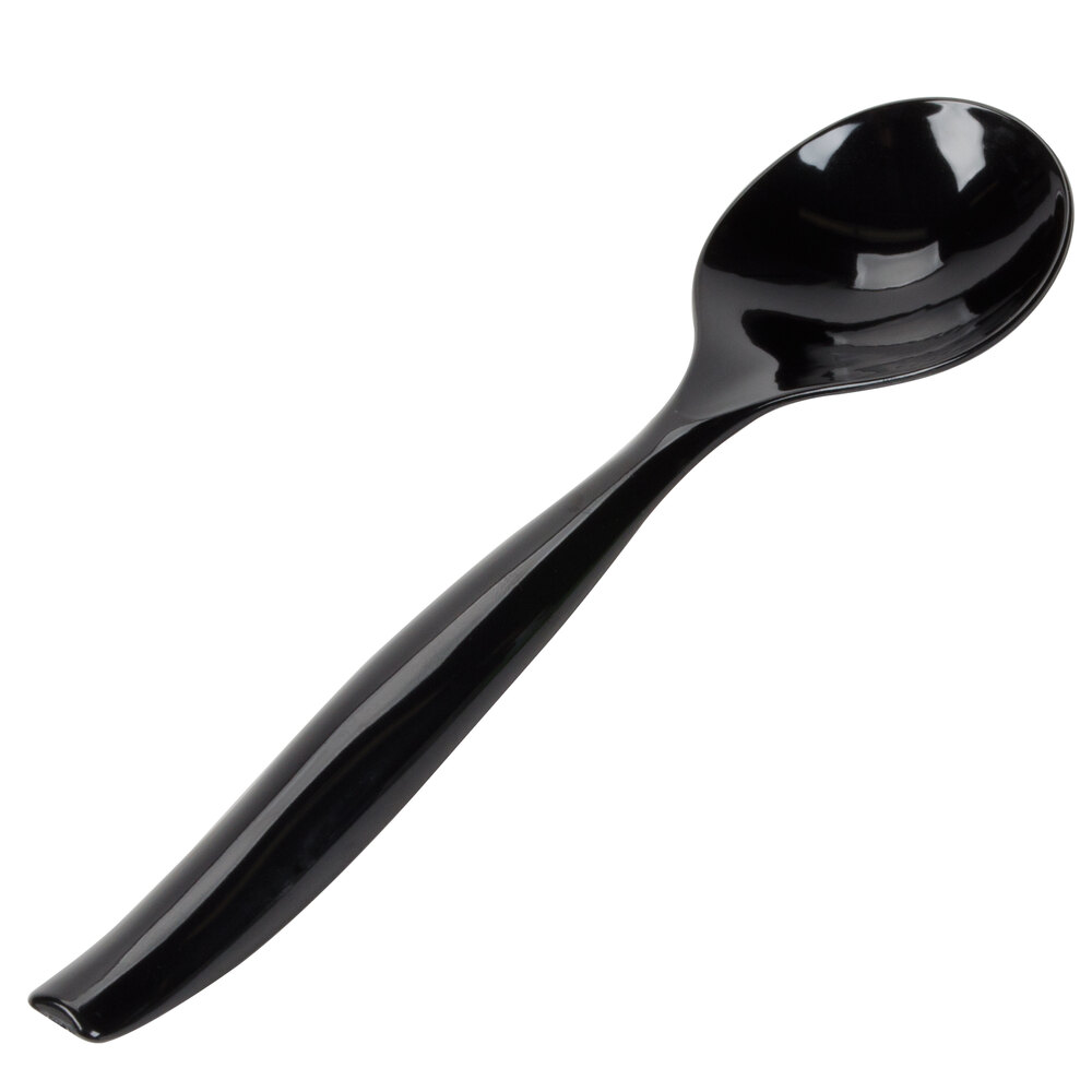 Sabert UBK72S 10" Black Disposable Plastic Serving Spoon 72 / Case