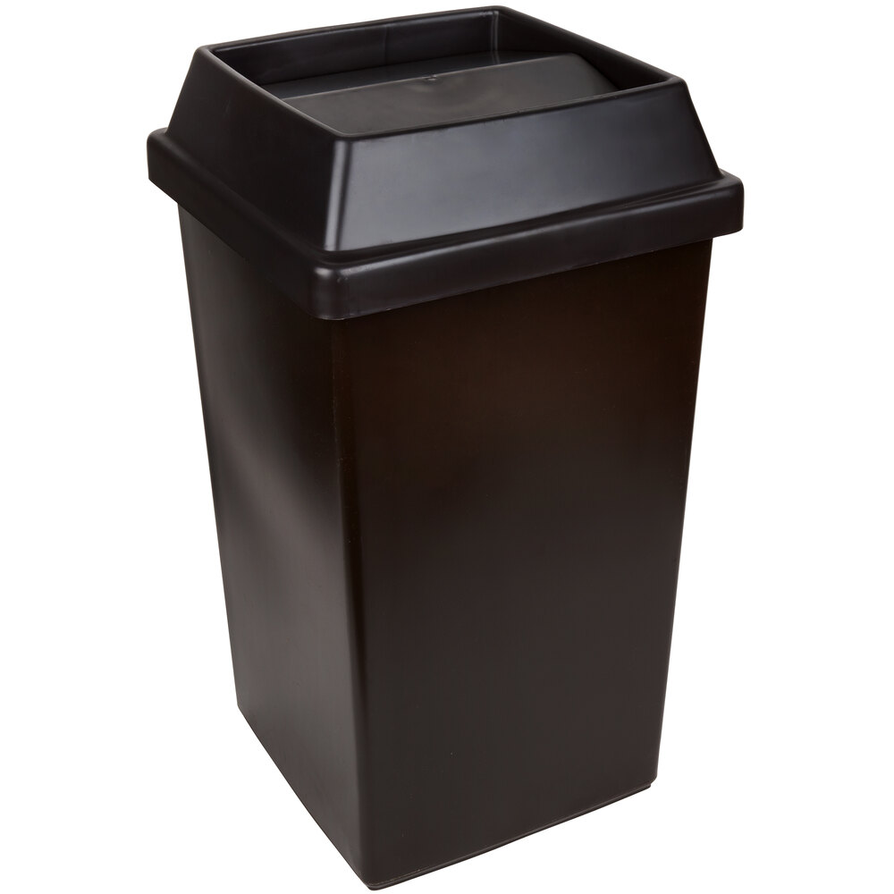Continental Swingline 25 Gallon Brown Square Trash Can and Tip Top Lid Set