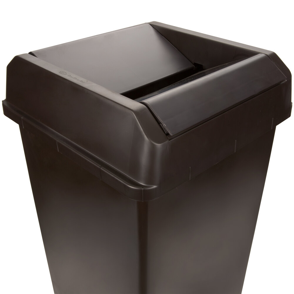 Continental Swingline 32 Gallon Brown Square Trash Can and Drop Shot