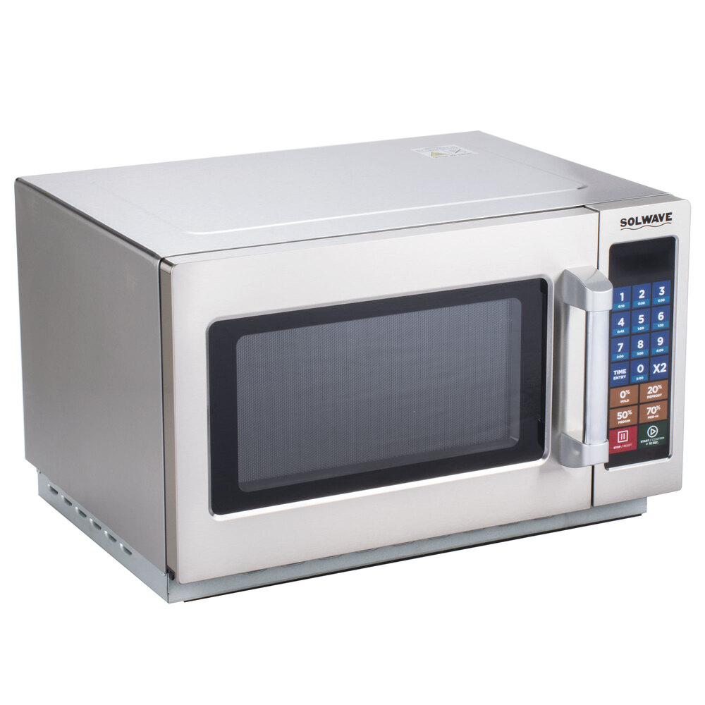 Solwave 1000W Stackable Commercial Microwave with Large 1.2 cu. ft. Interior and Push Button