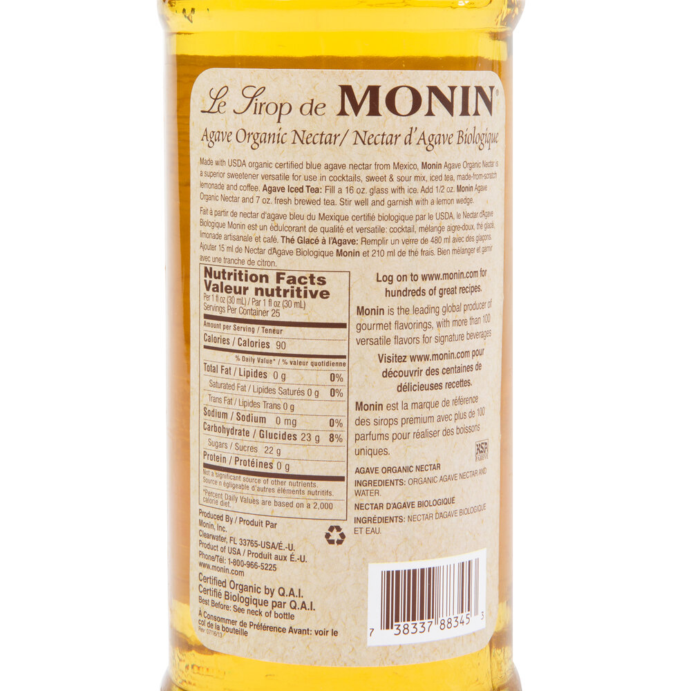 Monin 750 mL Organic Agave Nectar Flavoring Syrup