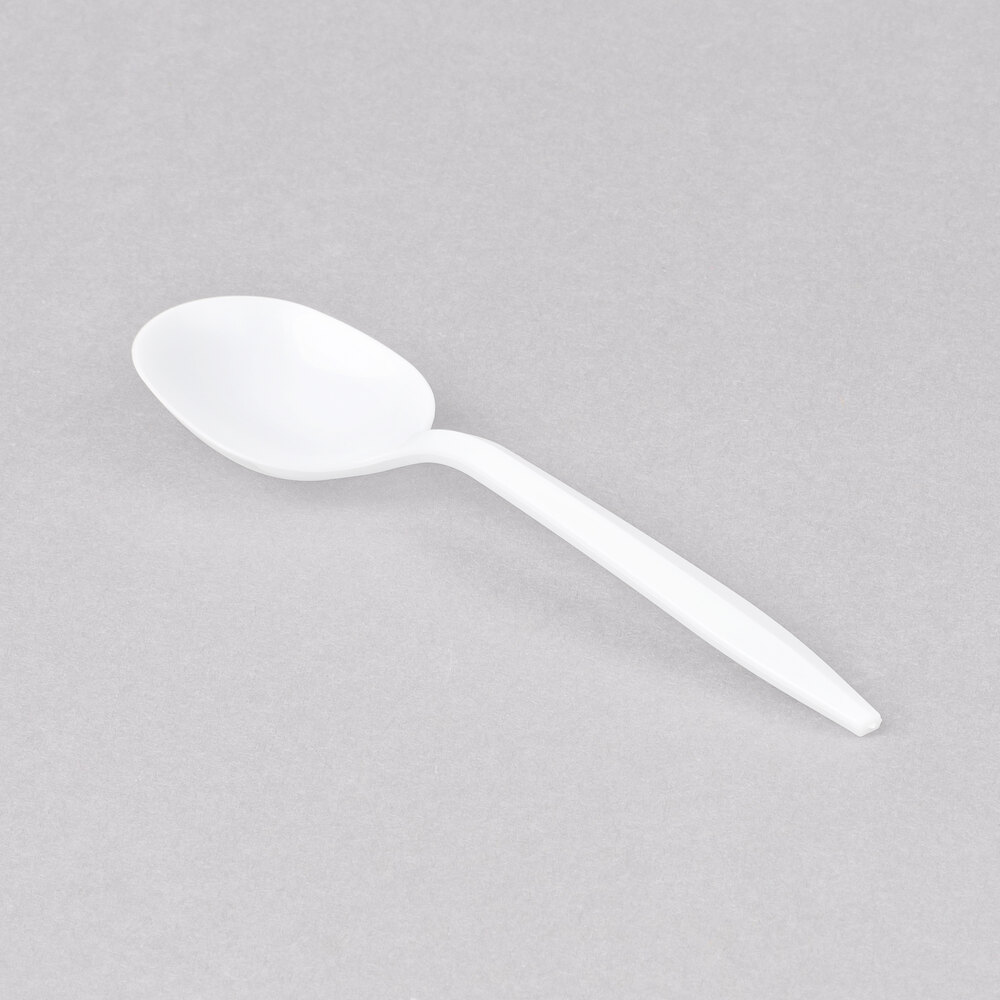 Choice Individually Wrapped Medium Weight White Plastic Soup Spoon