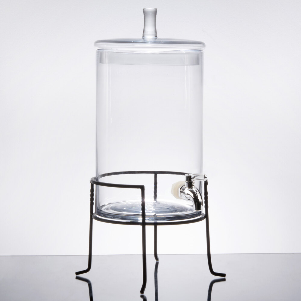 2.5 Gallon Round Glass Beverage Dispenser with Metal Stand