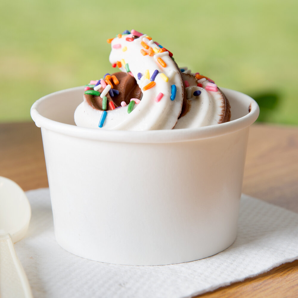 Choice 8 oz. White Paper Frozen Yogurt Cup 50/Pack