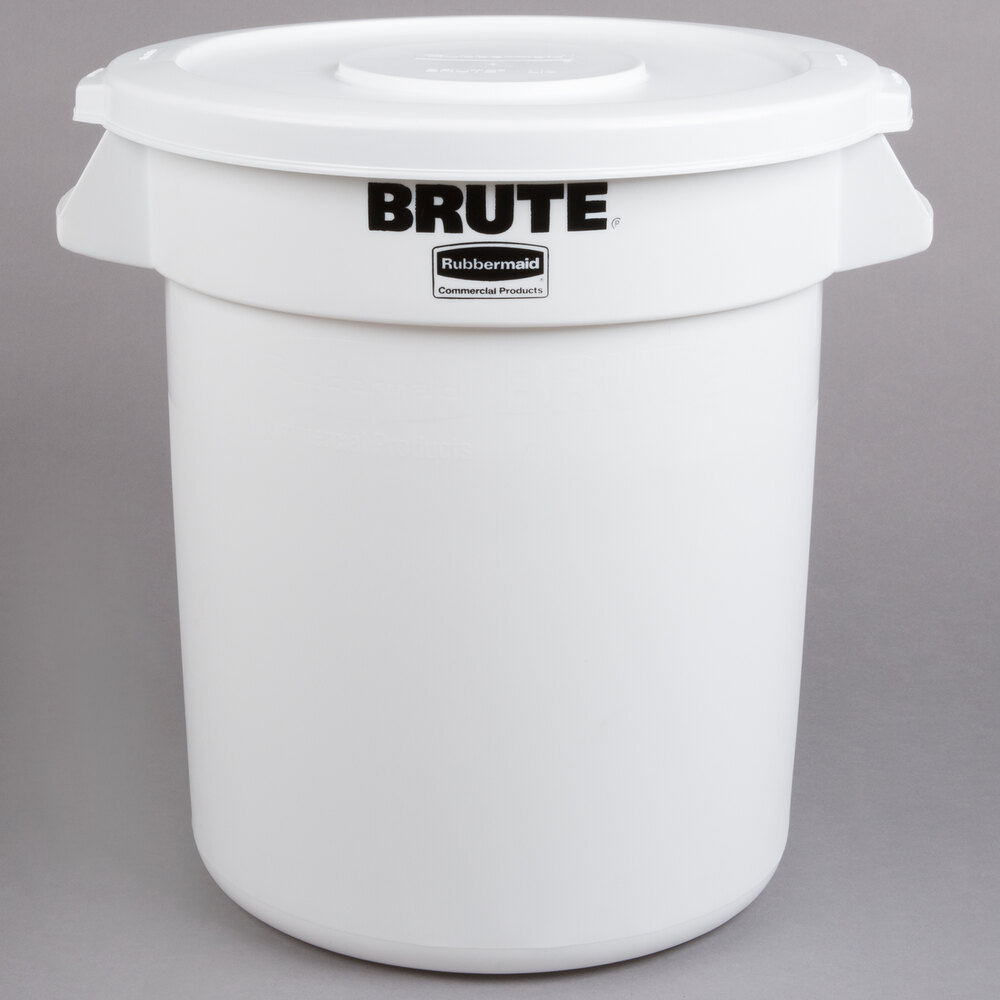 Rubbermaid BRUTE 10 Gallon White Ingredient Bin / Trash Can and Lid