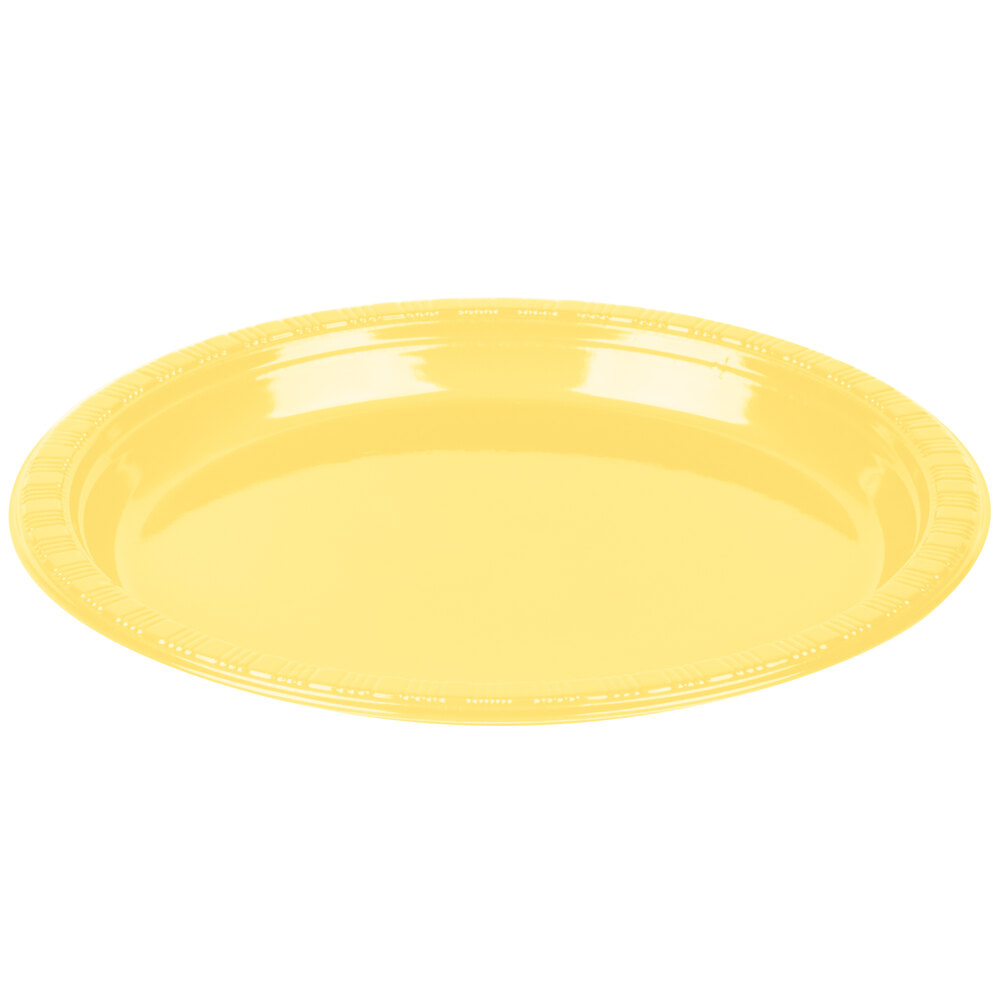 Creative Converting 28102011 7" Mimosa Yellow Plastic Plate 20/Pack