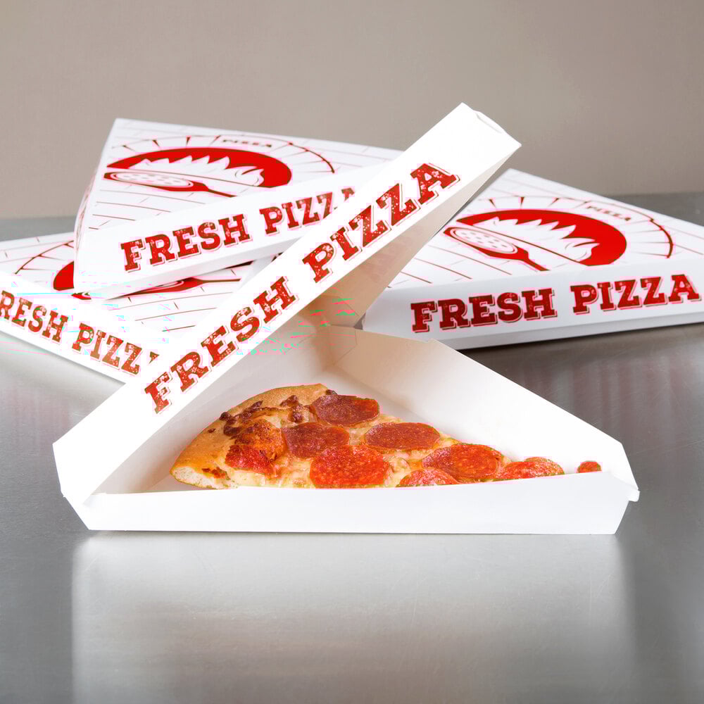 Choice White Clay Coated Clamshell Pizza Slice Box 400/Case