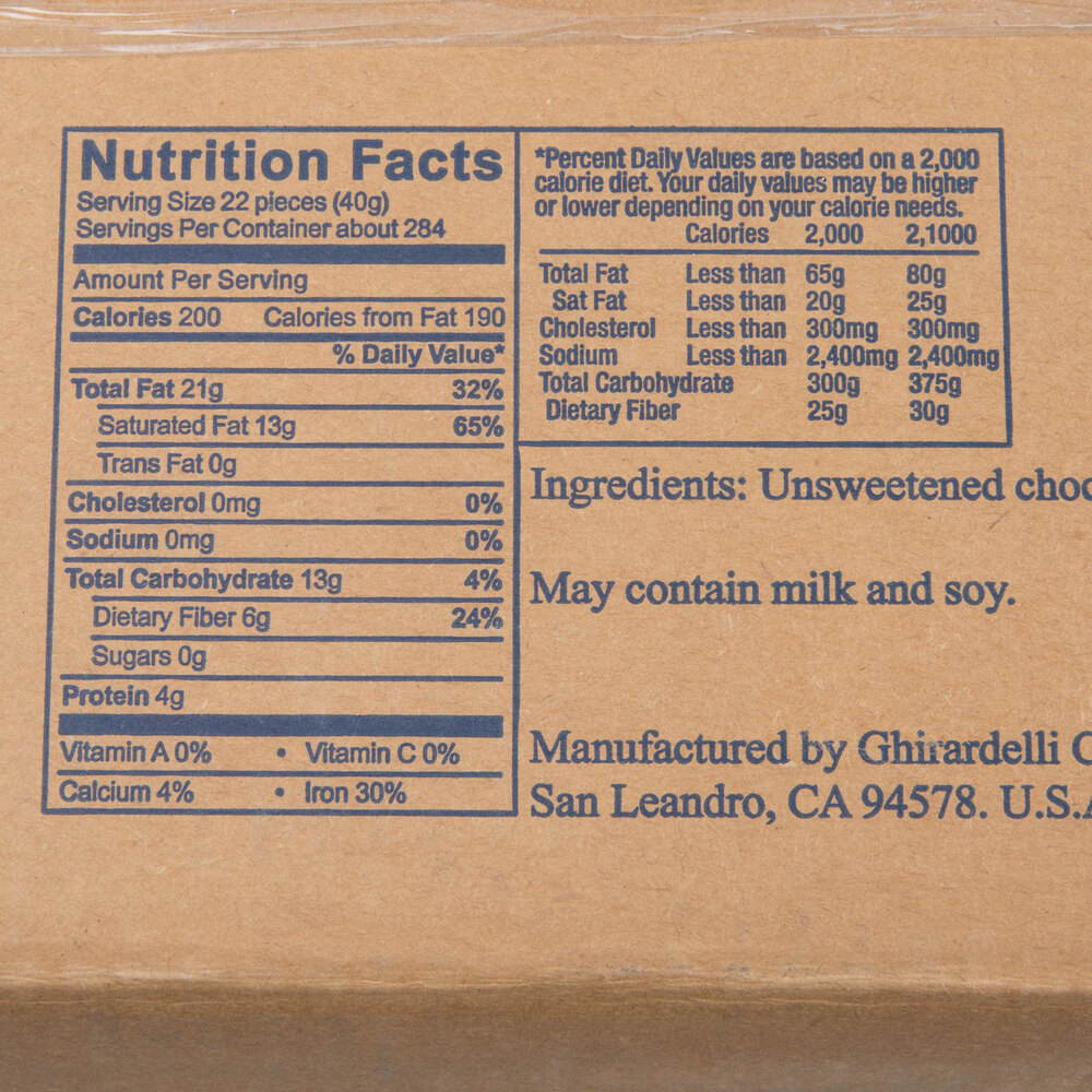 Ghirardelli 25 lb. 100 Cacao Unsweetened Chocolate Liquor Wafers