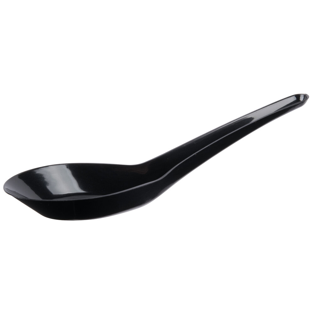 Visions 5 1/2" Black Plastic Asian Soup Spoon 50/Pack