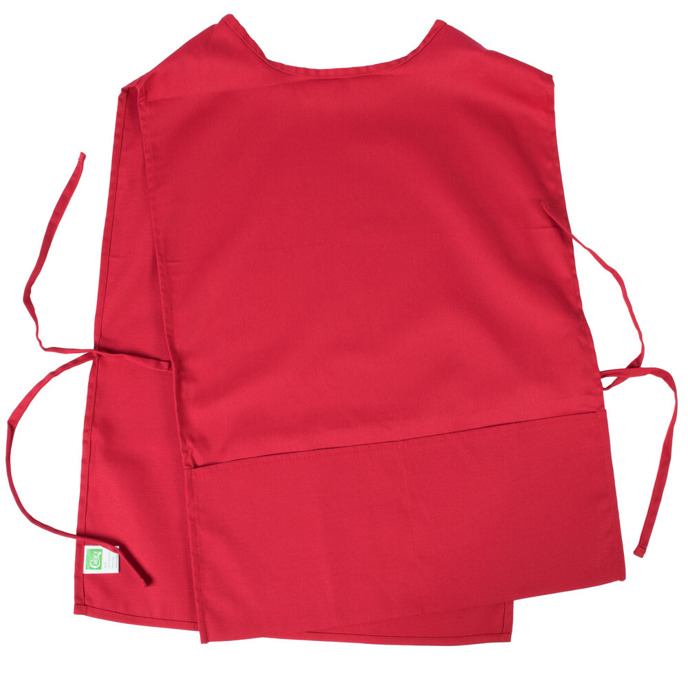 Choice 29" x 20" Red PolyCotton Cobbler Apron with Two Pockets