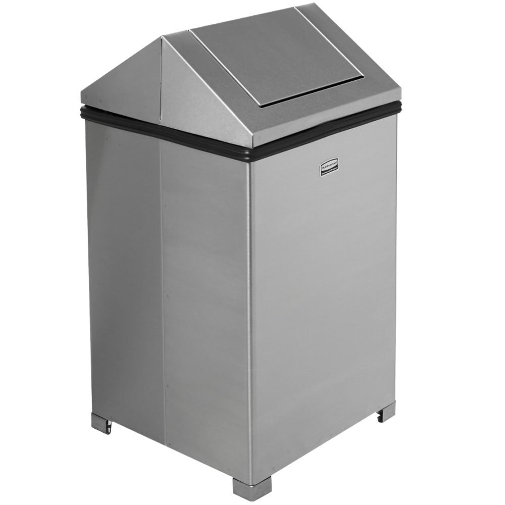 Rubbermaid FGT1414SSPL Wastemaster Stainless Steel Swing Top 10.5 14.5 Gallon Stainless Steel Trash Can