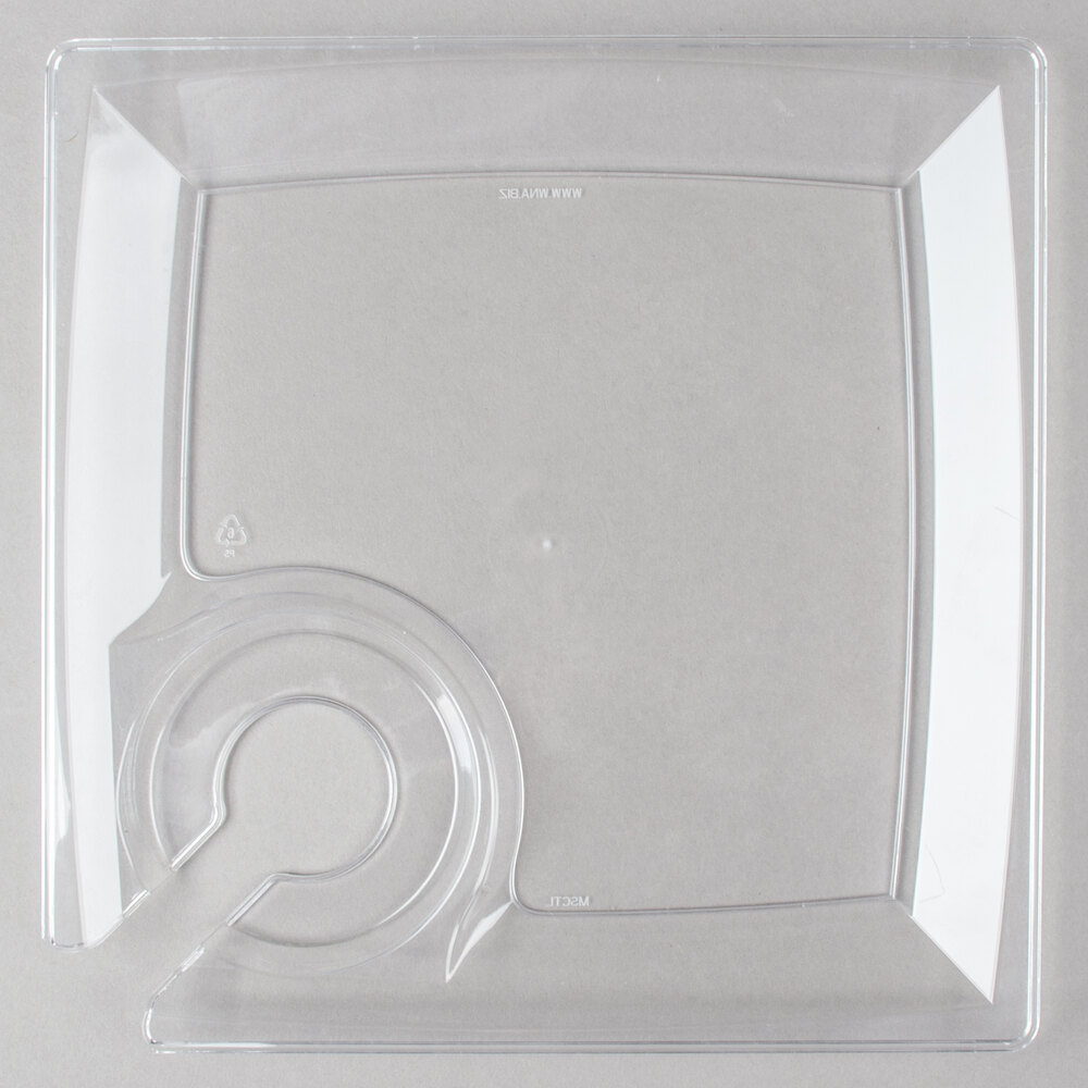 WNA Comet MSCTL 8" Clear Square Milan Plastic Cocktail Plate with Cup