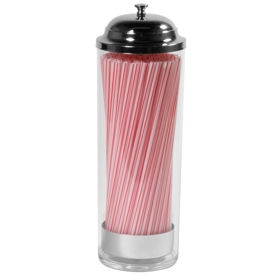 Plastic Cylinder Straw Dispenser Holds up to 8" Straws