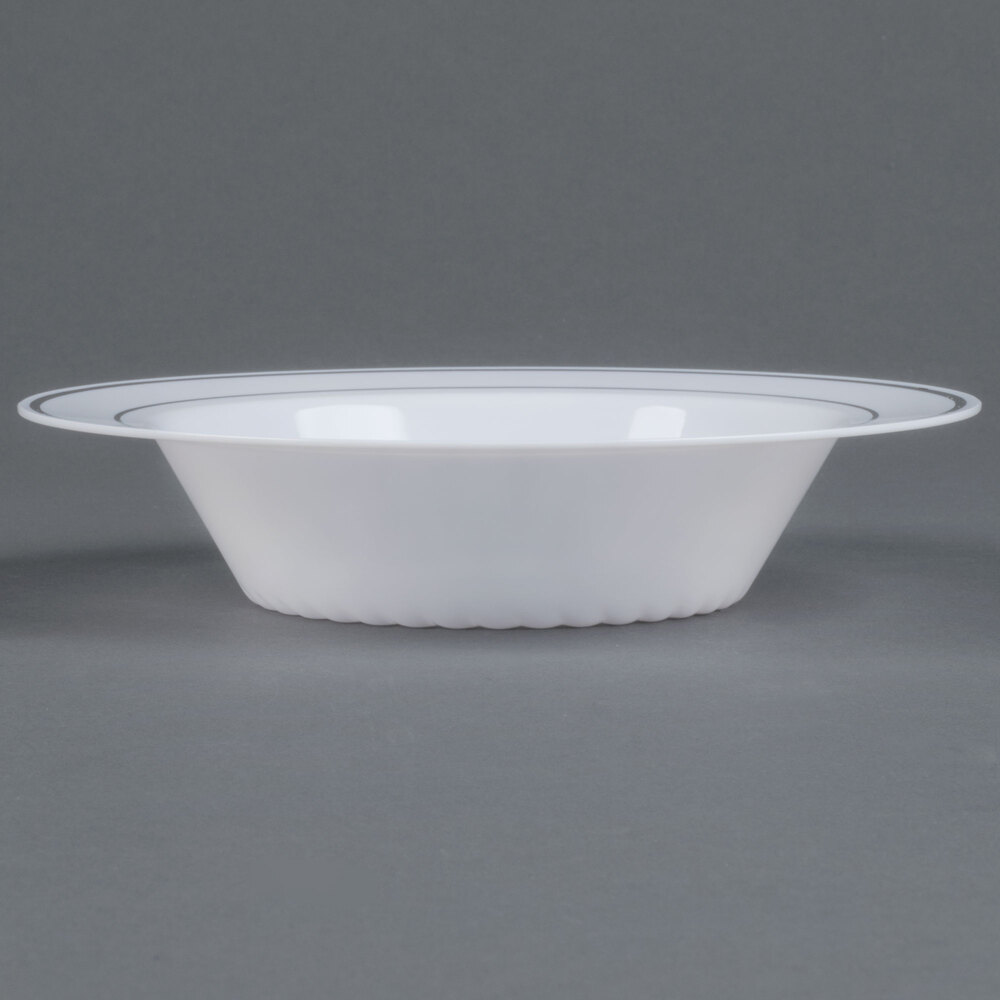 Fineline Silver Splendor 512-WH White 12 oz. Plastic Soup 