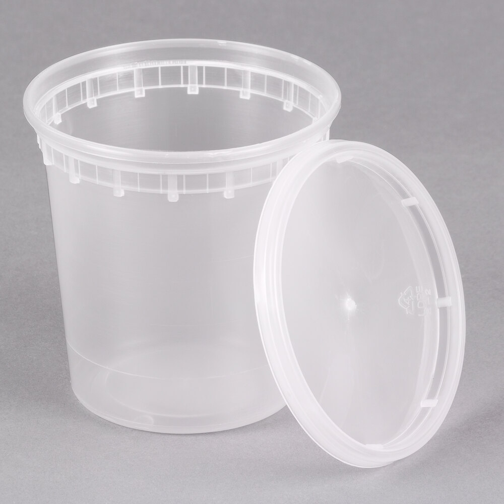 24 oz. Microwavable Translucent Plastic Deli Container with Lid - 240/Case