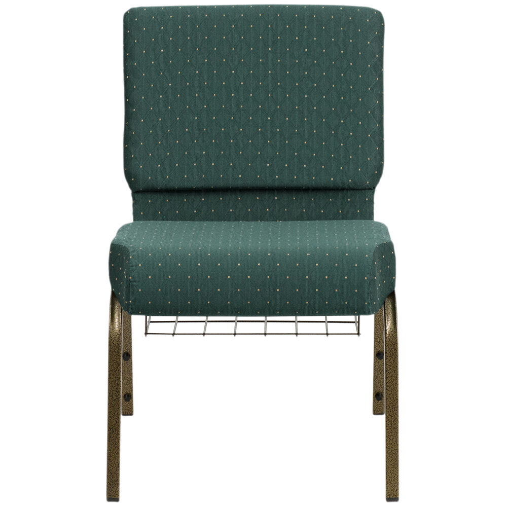 Hunter Green Dot Patterned 21" Extra Wide Church Chair with Communion