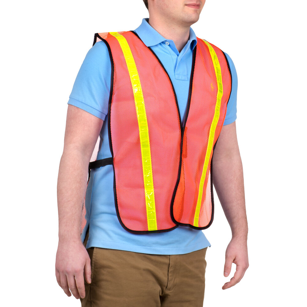 Orange High Visibility Safety Vest with Velcro Closure and 1