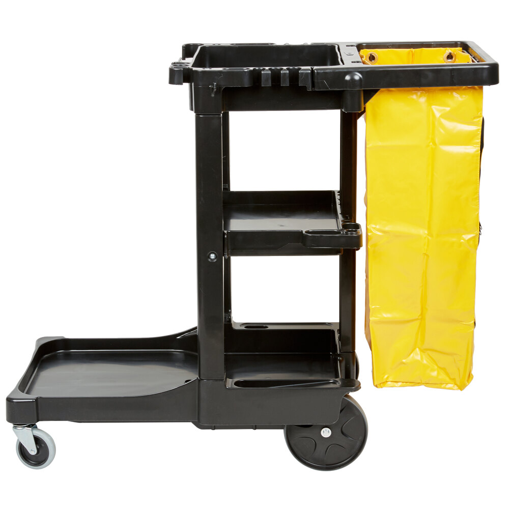 Rubbermaid 617388 3 Shelf Janitor Cart with Vinyl Zippered Bag