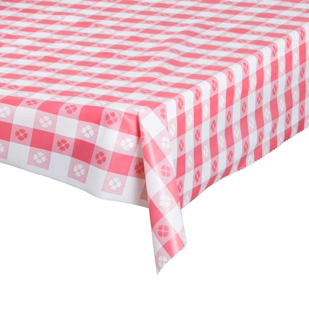 Atlantis Plastics 2TC300GING Red Gingham Patterned Plastic Roll Table
