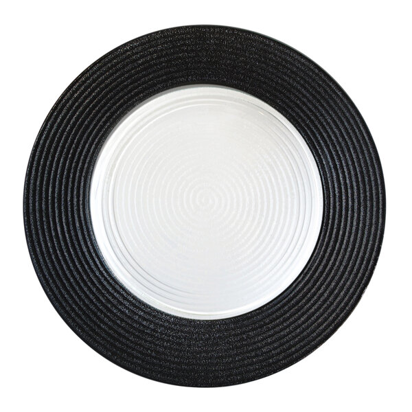 10 Strawberry Street HALBLK340 13" Colored Rim Black Rim Glass Charger Plate