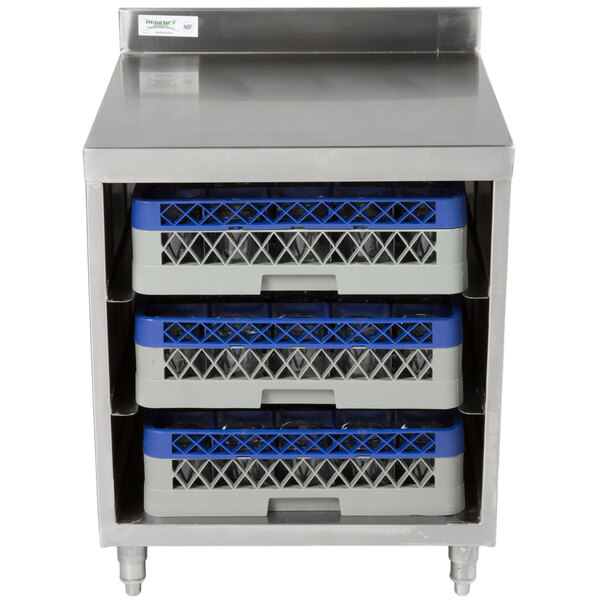 Regency Stainless Steel Flat Top Glass Rack Storage Unit 23" x 24"