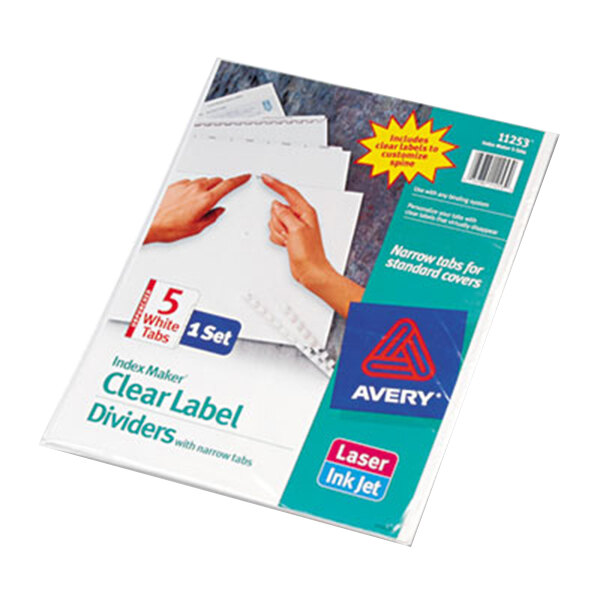 Avery AVE11253 Index Maker Narrow 5Tab White Unpunched Divider Set