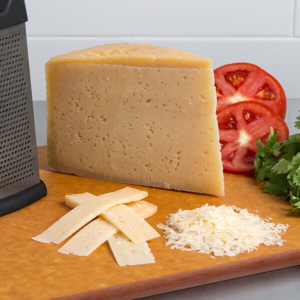 a block of fresh parmesan cheese