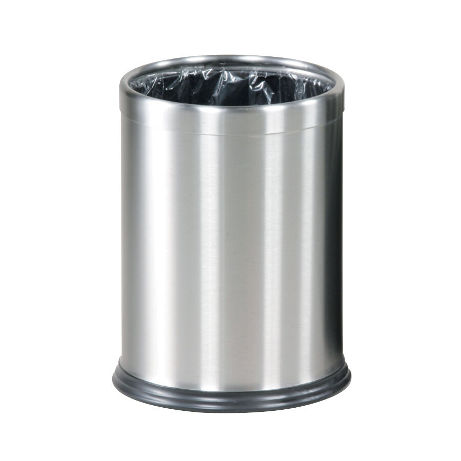Rubbermaid WHB14 HideABag Round Stainless Steel Wastebasket 3.5