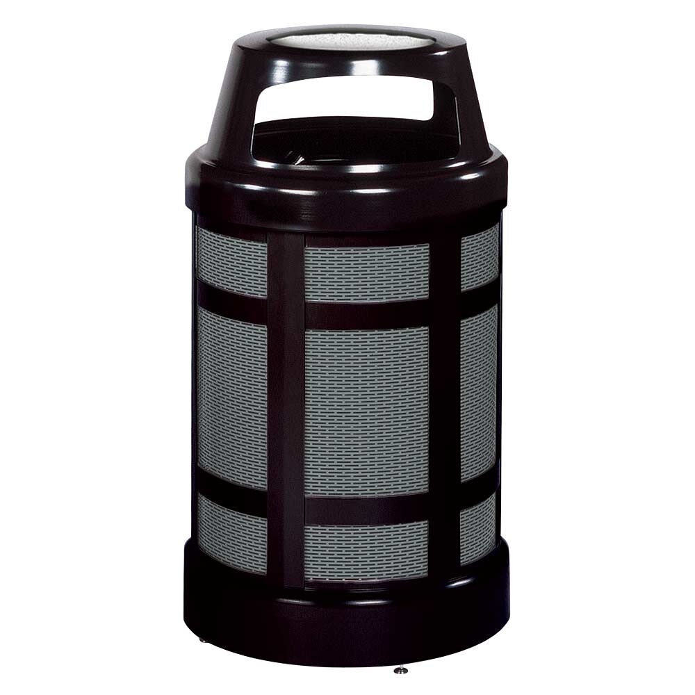 Rubbermaid FGA38SU Architek Canopy Top Black Steel Waste Container with