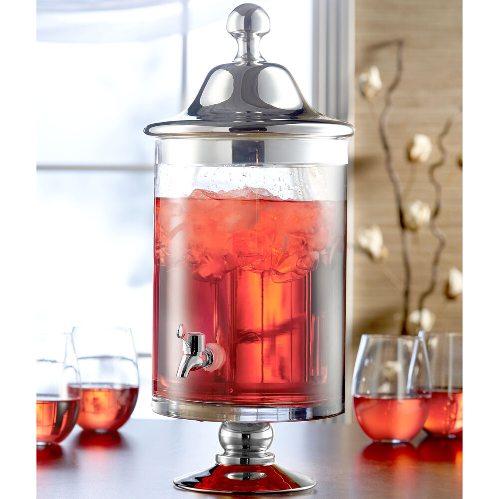 1.13 Gallon Fifth Avenue Crystal Bella Glass Beverage Dispenser with