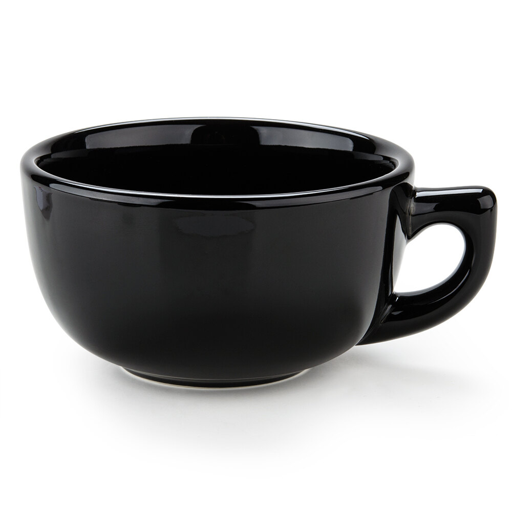 Tuxton BBF1402 DuraTux Black 14 oz. Jumbo Cappuccino China Cup 24/Case