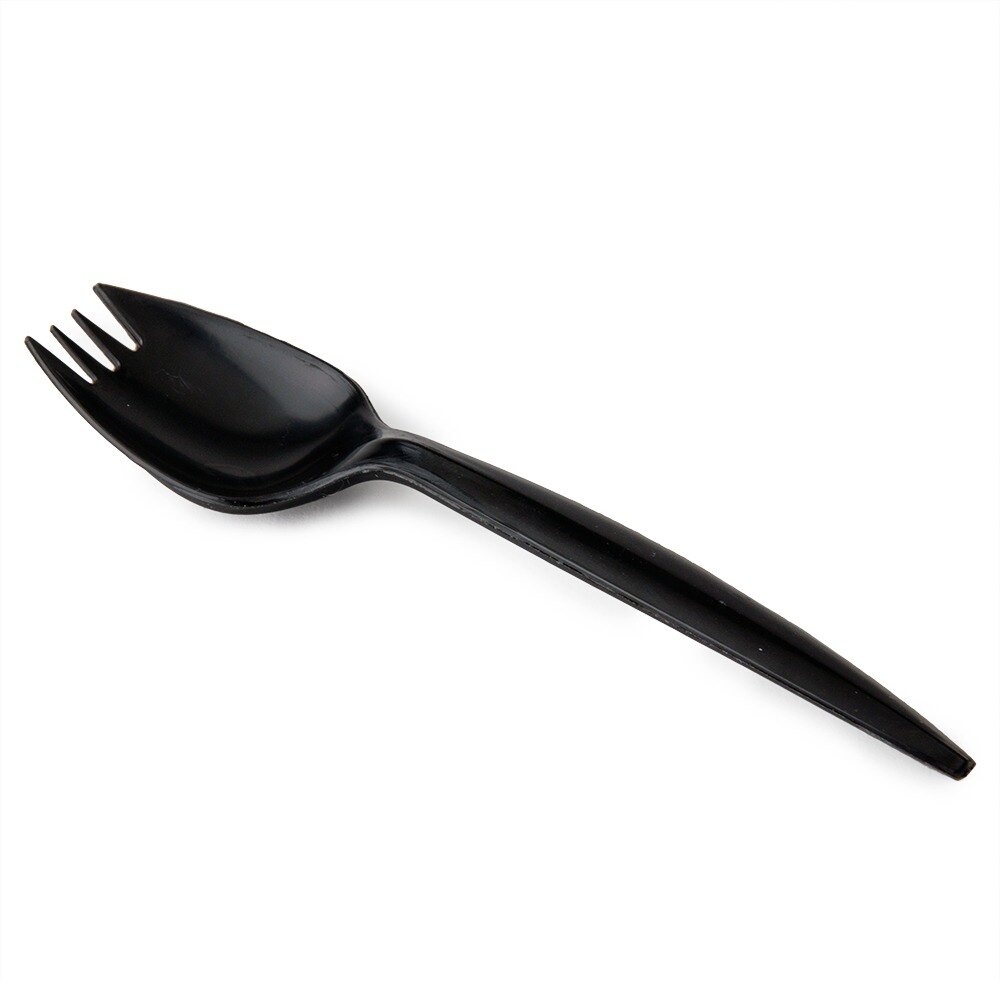 Choice Medium Weight Black Plastic Spork 100 / Pack